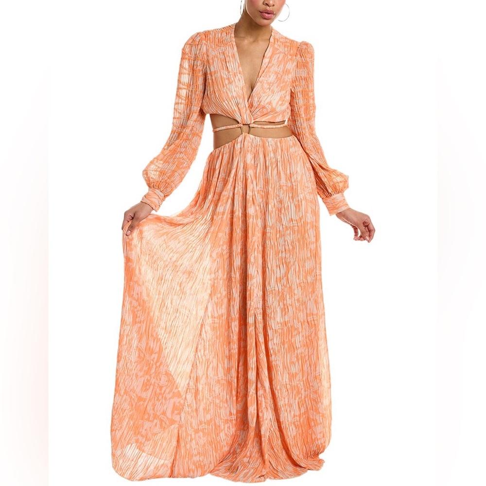 Jonathan Simkhai Priya Maxi Dress Melon Leafy Floral